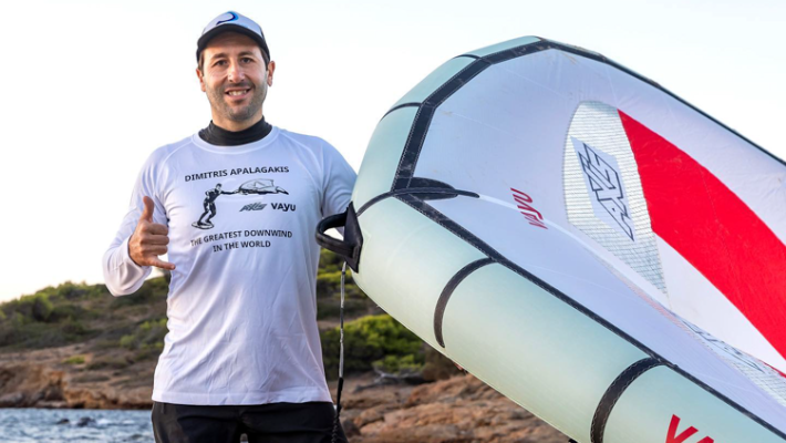 World Record! Dimitris Apalagakis’ unprecedented 299km wingfoil journey ...